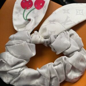 Louis Vuitton White Scrunchie with Cherry Design Comes with box